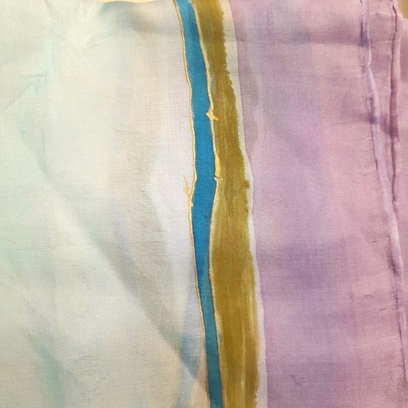 Hand Painted Silk 30" x 30" Scarf Flower Bouquet Design - Picture 7 of 10